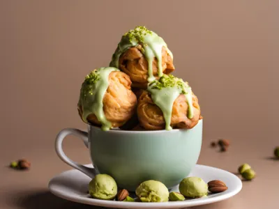 Profiterol Pistachio με Carat Nuxel Pistachio